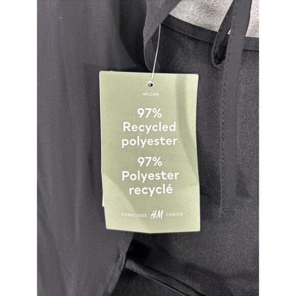 Divided H&M Small Black Long Bell Sleeve Open Tied Back Dress Sheath Witchy Goth - Picture 7 of 14